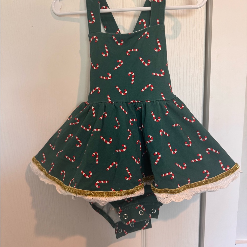 Green Candy Cane Kids Formal Dress
